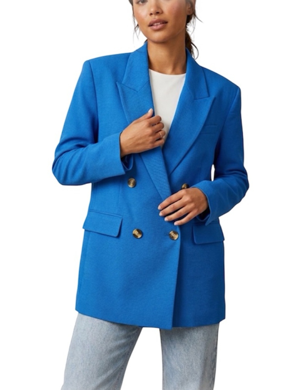 Topshop Cobalt Blue Double-Breasted Blazer Jacket